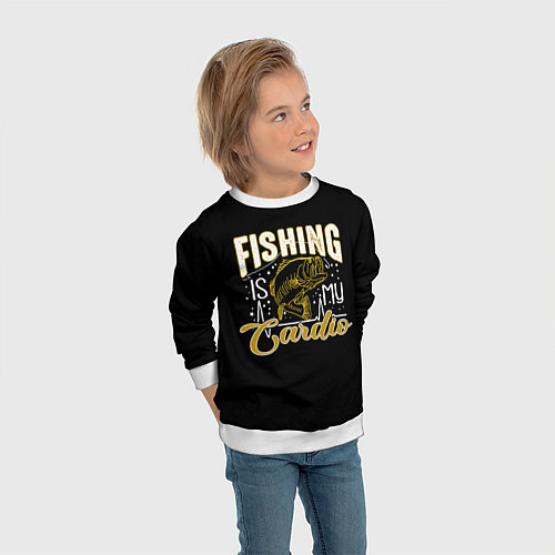 Детский свитшот Fishing is my Cardio / 3D-Белый – фото 3