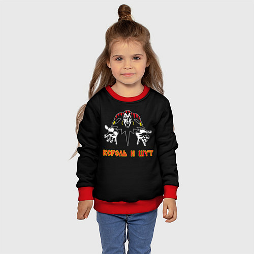 Детский свитшот КОРОЛЬ И ШУТ / 3D-Красный – фото 4