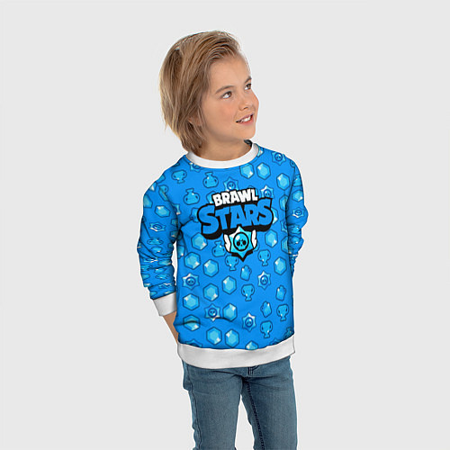Детский свитшот Brawl Stars: Blue Team / 3D-Белый – фото 3