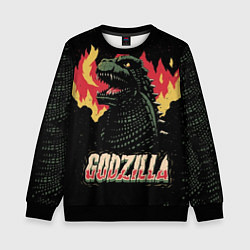 Свитшот детский Flame Godzilla, цвет: 3D-черный