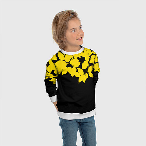 Детский свитшот Желтые Листья - Минимализм / 3D-Белый – фото 3