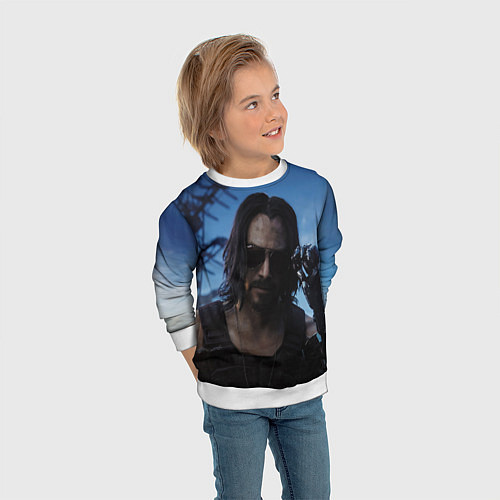 Детский свитшот Киану Ривз / 3D-Белый – фото 3