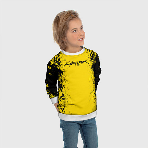 Детский свитшот Cyberpunk 2077 Samurai logo / 3D-Белый – фото 3