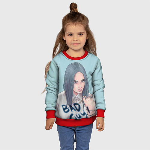 Детский свитшот Billie Eilish: Bad Guy / 3D-Красный – фото 4