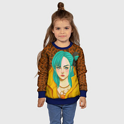 Свитшот детский Billie Eilish: Turquoise Hair, цвет: 3D-синий — фото 2