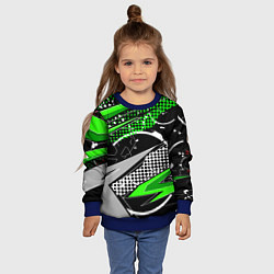 Свитшот детский Black and green corners, цвет: 3D-синий — фото 2
