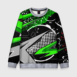 Свитшот детский Black and green corners, цвет: 3D-меланж