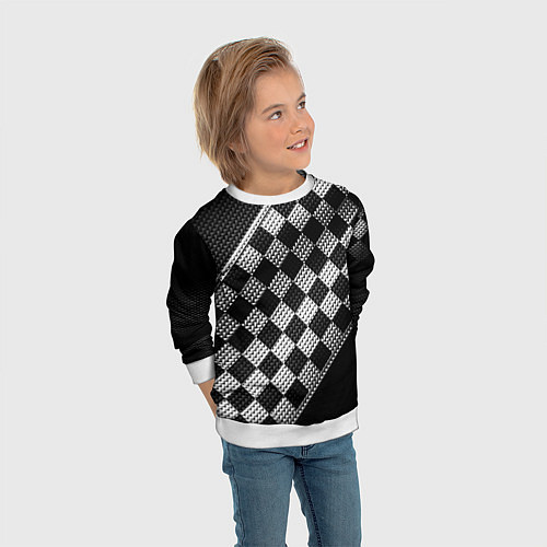 Детский свитшот Финишная лента в клетку / 3D-Белый – фото 3
