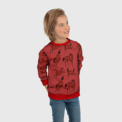 Свитшот детский Красные кони, цвет: 3D-красный — фото 2