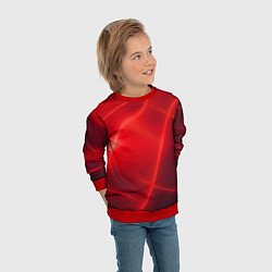 Свитшот детский Плавные Линии, цвет: 3D-красный — фото 2