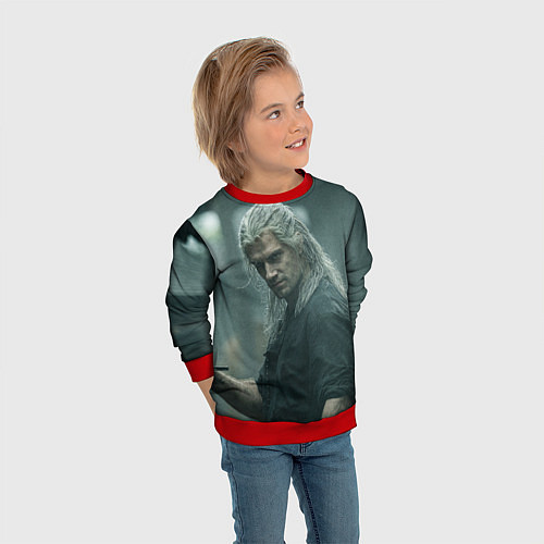 Детский свитшот Ведьмак Геральт / 3D-Красный – фото 3