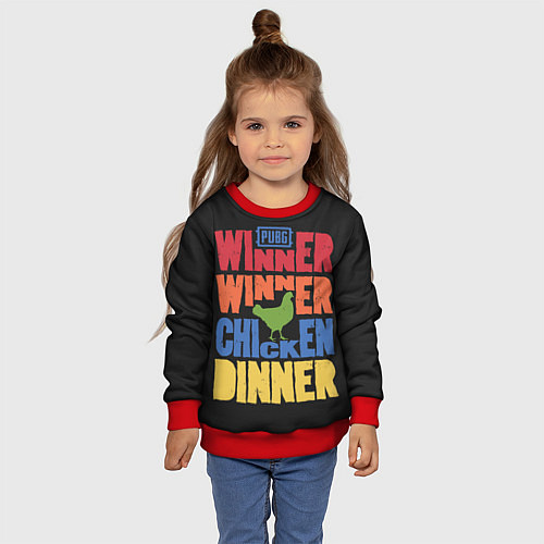 Детский свитшот Winner Chicken Dinner / 3D-Красный – фото 4