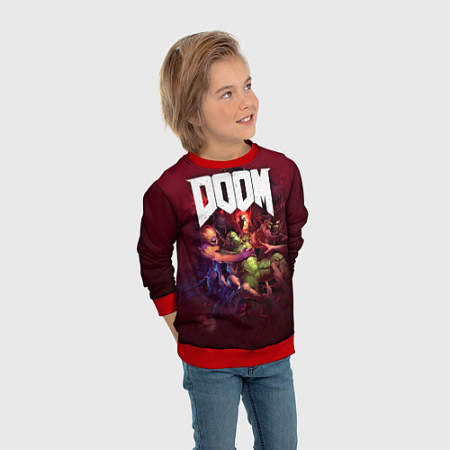 Детский свитшот Doom / 3D-Красный – фото 3