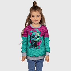 Свитшот детский Неоновый череп, цвет: 3D-меланж — фото 2