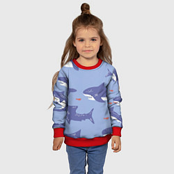 Свитшот детский Акулий косяк, цвет: 3D-красный — фото 2