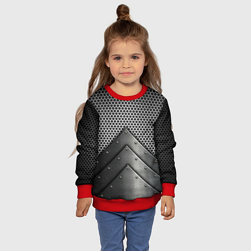 Детский свитшот Броня металлическая / 3D-Красный – фото 4