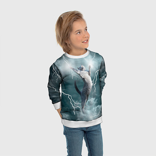 Детский свитшот Грозовой кошак / 3D-Белый – фото 3