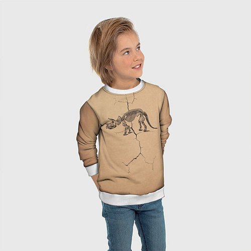 Детский свитшот Triceratops skeleton / 3D-Белый – фото 3