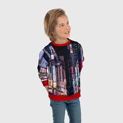 Свитшот детский Ночной Токио, цвет: 3D-красный — фото 2