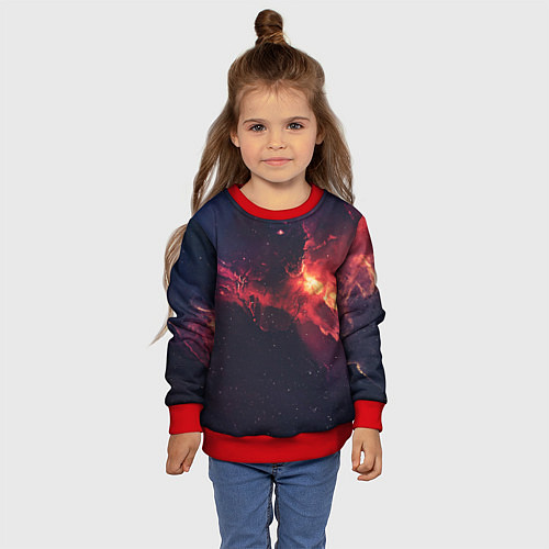 Детский свитшот Космос / 3D-Красный – фото 4