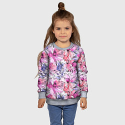 Свитшот детский Акварельные цветы, цвет: 3D-меланж — фото 2