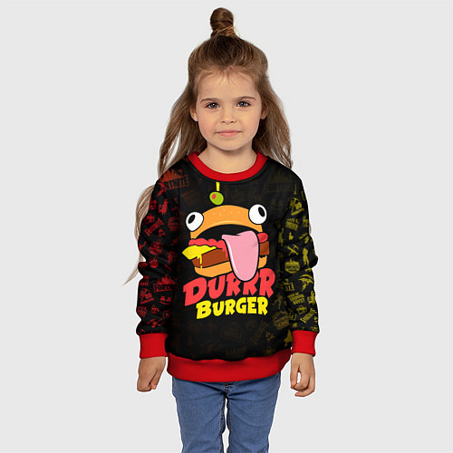 Детский свитшот Fortnite Durrr Burger / 3D-Красный – фото 4