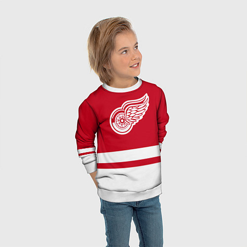 Детский свитшот Детройт Ред Уингз / 3D-Белый – фото 3