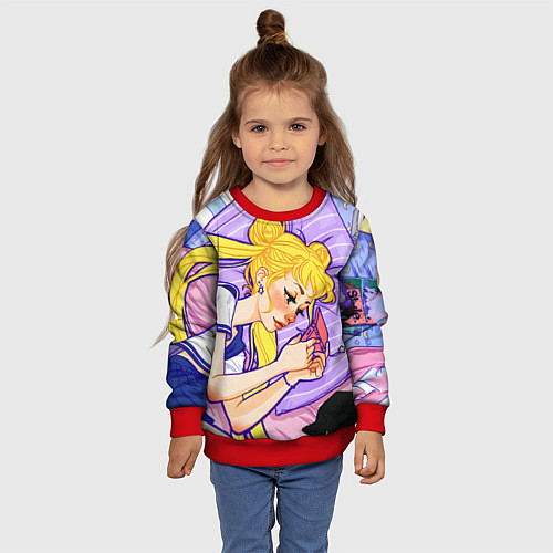 Детский свитшот СЕЙЛОР МУН / 3D-Красный – фото 4