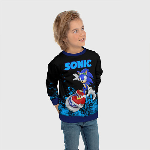 Детский свитшот Sonic / 3D-Синий – фото 3
