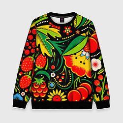 Свитшот детский Цветы, цвет: 3D-черный