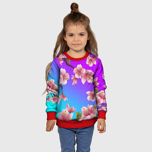 Детский свитшот САКУРА ВИШНЯ / 3D-Красный – фото 4
