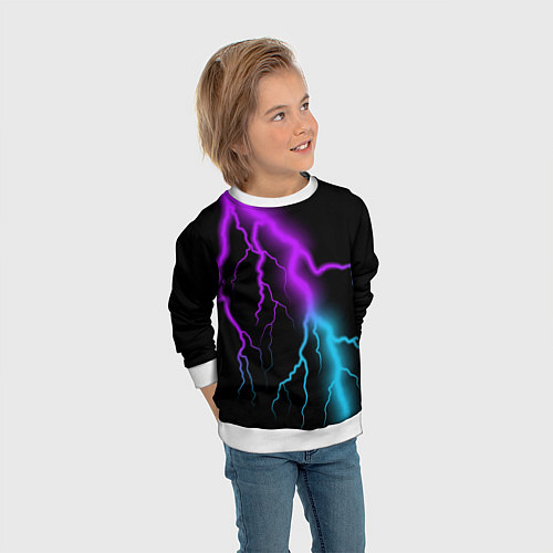 Детский свитшот МОЛНИЯ NEON / 3D-Белый – фото 3