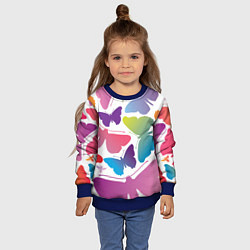 Свитшот детский Разноцветные бабочки, цвет: 3D-синий — фото 2