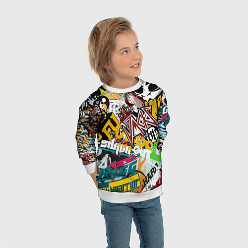 Детский свитшот Стикеры / 3D-Белый – фото 3