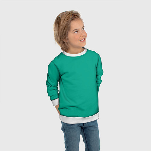 Детский свитшот Зеленый / 3D-Белый – фото 3