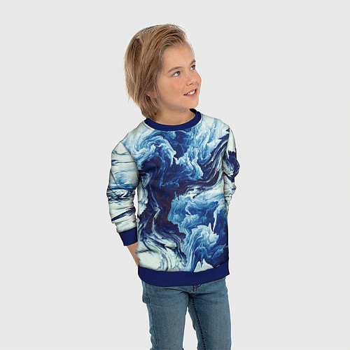 Детский свитшот Абстракция смешивание разводы / 3D-Синий – фото 3