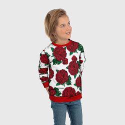 Свитшот детский Винтажные розы, цвет: 3D-красный — фото 2
