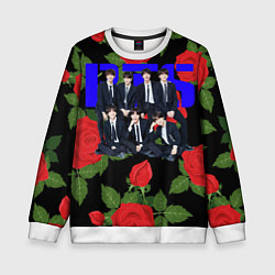 Свитшот детский BTS Roses Black, цвет: 3D-белый