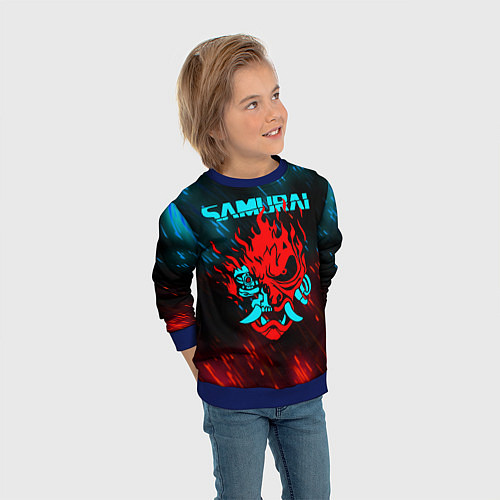 Детский свитшот CYBERPUNK 2077 SAMURAI / 3D-Синий – фото 3