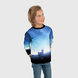 Свитшот детский Силуэт корги ночь космос дымка, цвет: 3D-черный — фото 2