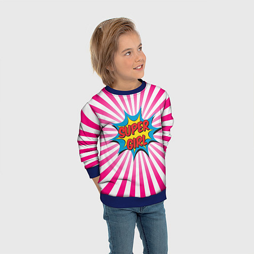 Детский свитшот Super Girl / 3D-Синий – фото 3