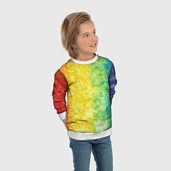 Свитшот детский Разноцветный акварель градиент, цвет: 3D-белый — фото 2