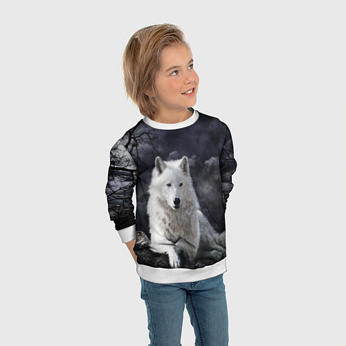 Детский свитшот БЕЛЫЙ ВОЛК D / 3D-Белый – фото 3
