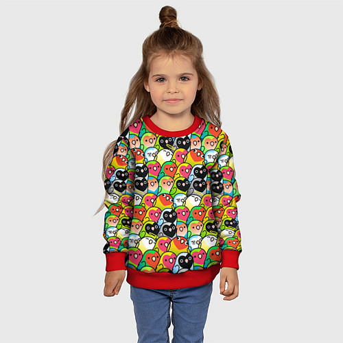 Детский свитшот Папуги / 3D-Красный – фото 4