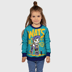 Свитшот детский Граффити Wats череп в кепке, цвет: 3D-синий — фото 2