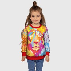 Свитшот детский Акварельный лев, цвет: 3D-красный — фото 2