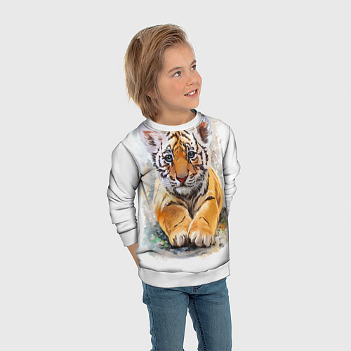 Детский свитшот Tiger Art / 3D-Белый – фото 3