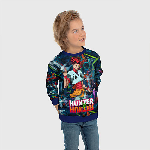 Детский свитшот Хисока Hunter x Hunter / 3D-Синий – фото 3