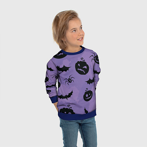 Детский свитшот Фиолетовый хэллоуин / 3D-Синий – фото 3