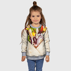 Свитшот детский Буррито, цвет: 3D-меланж — фото 2